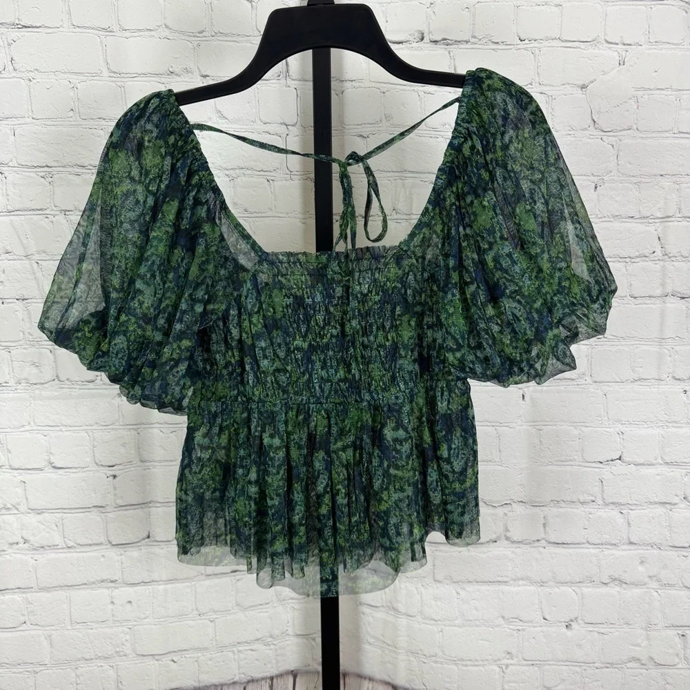 Free People Penelope Blouse Deep Sea Color New With Tags Size Small